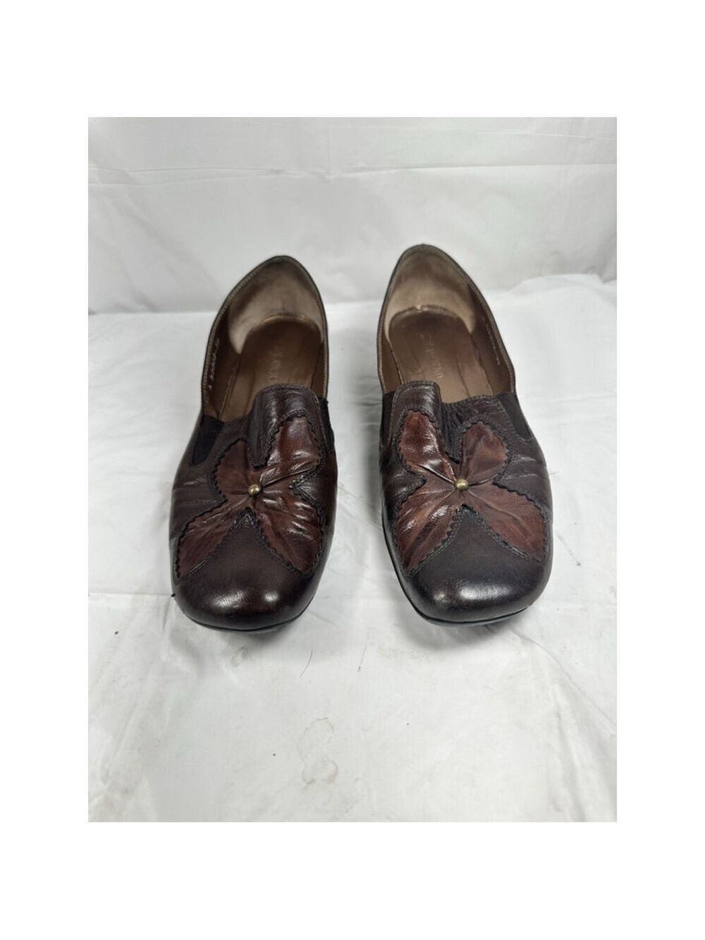 NURSACE loafer shoe size 39 brown flower applique italy